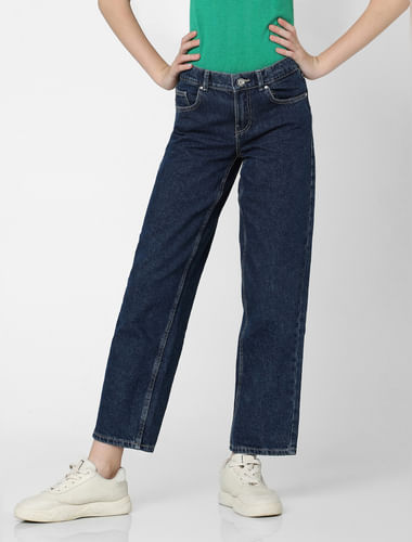 Dark Blue High Rise Carrot Fit Jeans