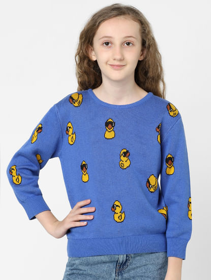 Blue Duck Print Pullover