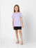 Girls Purple Floral Print T-shirt