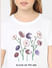 Girls White Floral Print T-shirt