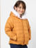 Orange Hooded Puffer Jacket