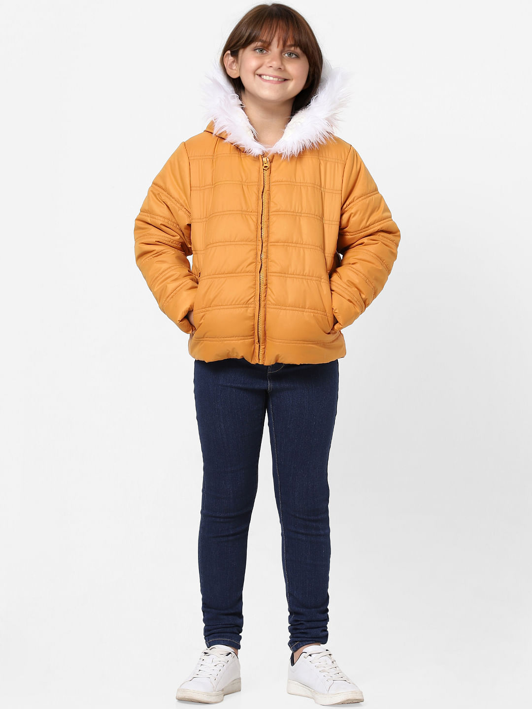 orange hooded parka