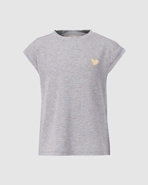 Girls Grey Cap Sleeves T-shirt