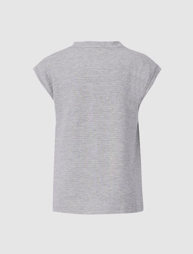 Girls Grey Cap Sleeves T-shirt