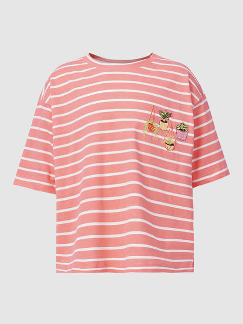 Girls Pink Striped T-shirt