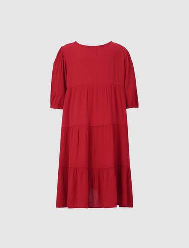 Girls Red Textured dress