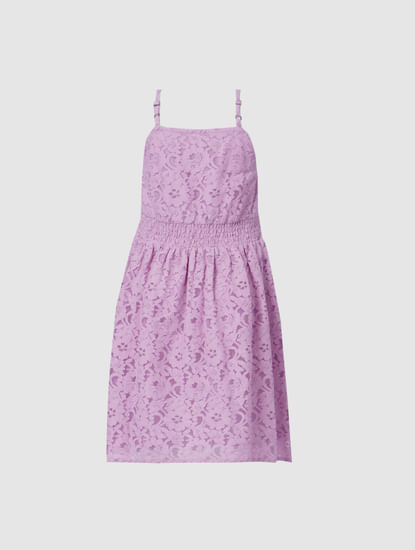 Girls Purple Lace Dress