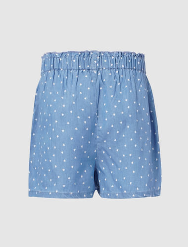Girls Blue Printed Shorts