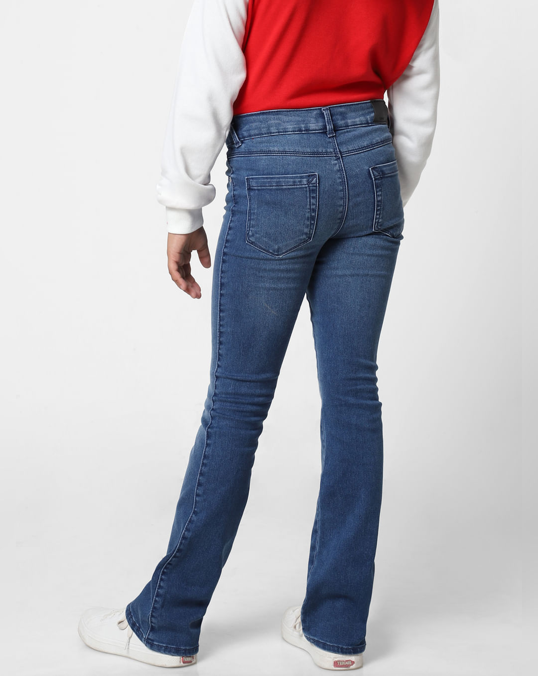 Girls Blue Mid Rise Flared Jeans|158220901
