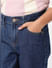 Girls Blue Mid Rise Mom Fit Jeans