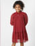 Girls Red Printed Shift Dress