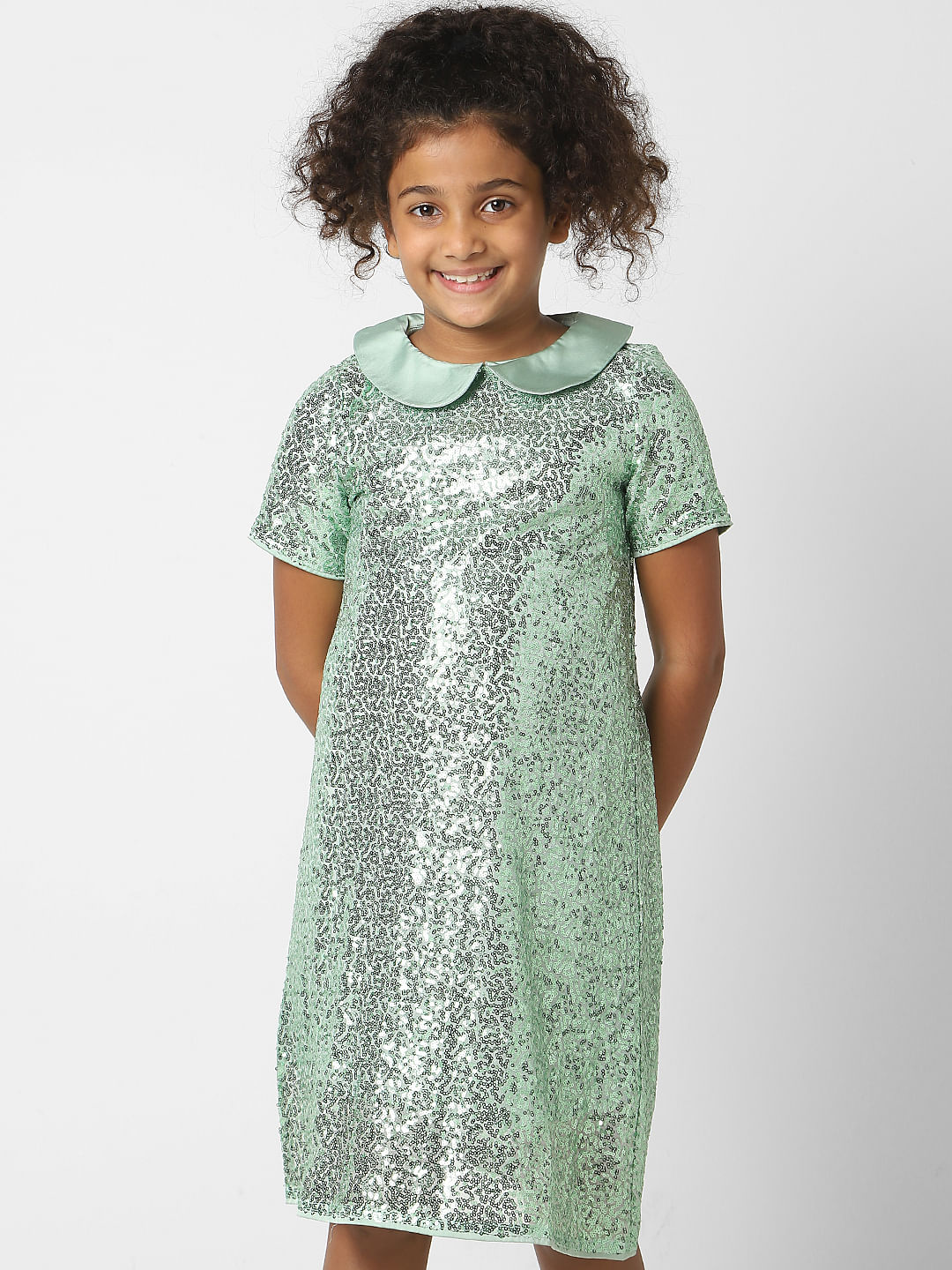 Buy Green Lycra Dress for Girls Online