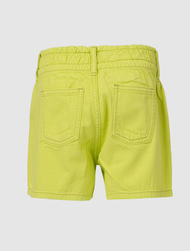 Green Mid Rise Denim Shorts