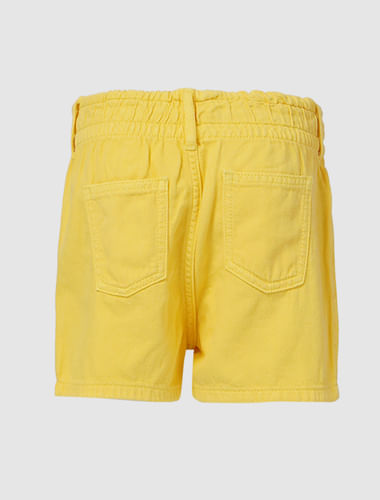 Yellow Mid Rise Denim Shorts