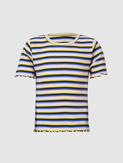 White Striped Ribbed T-shirt