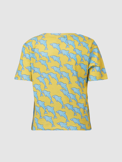 Yellow Dolphin Print T-shirt
