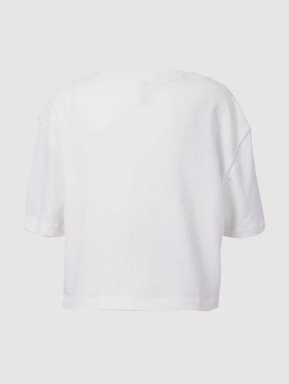 White Cropped Varsity T-shirt