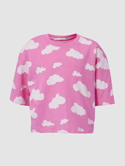 Pink Cloud Print Co-ord Sweatshirt
