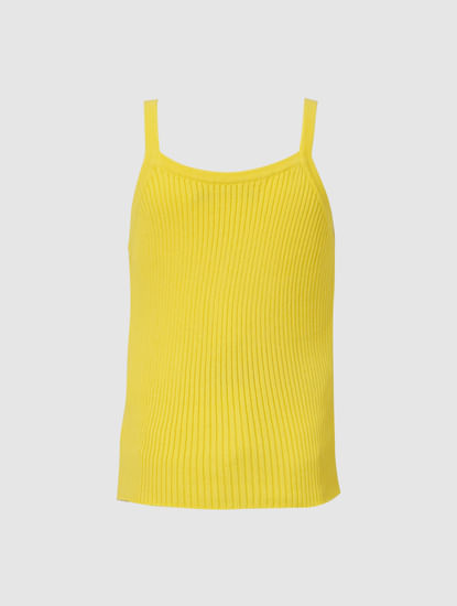 Yellow Strappy Ribbed Top