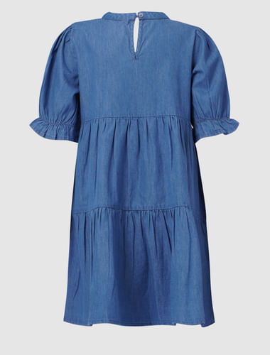 Blue Denim Tiered Dress