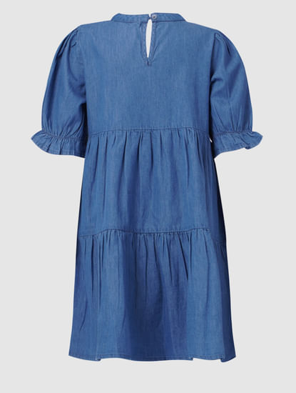 Blue Denim Tiered Dress