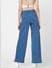 Blue Mid Rise Printed Wide Leg Jeans