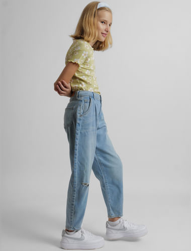  Elastic High Waist Jeans for Children Girls Big Kid's