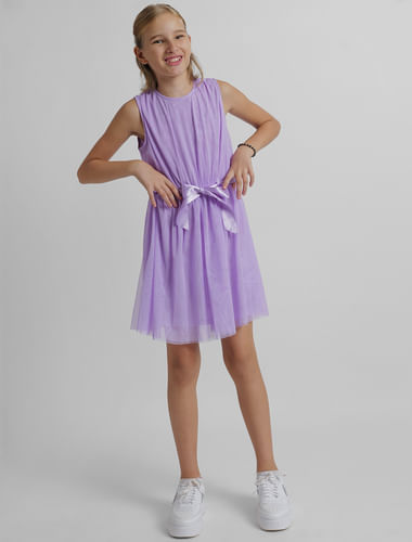 Girls Purple Tulle Fit & Flare Dress