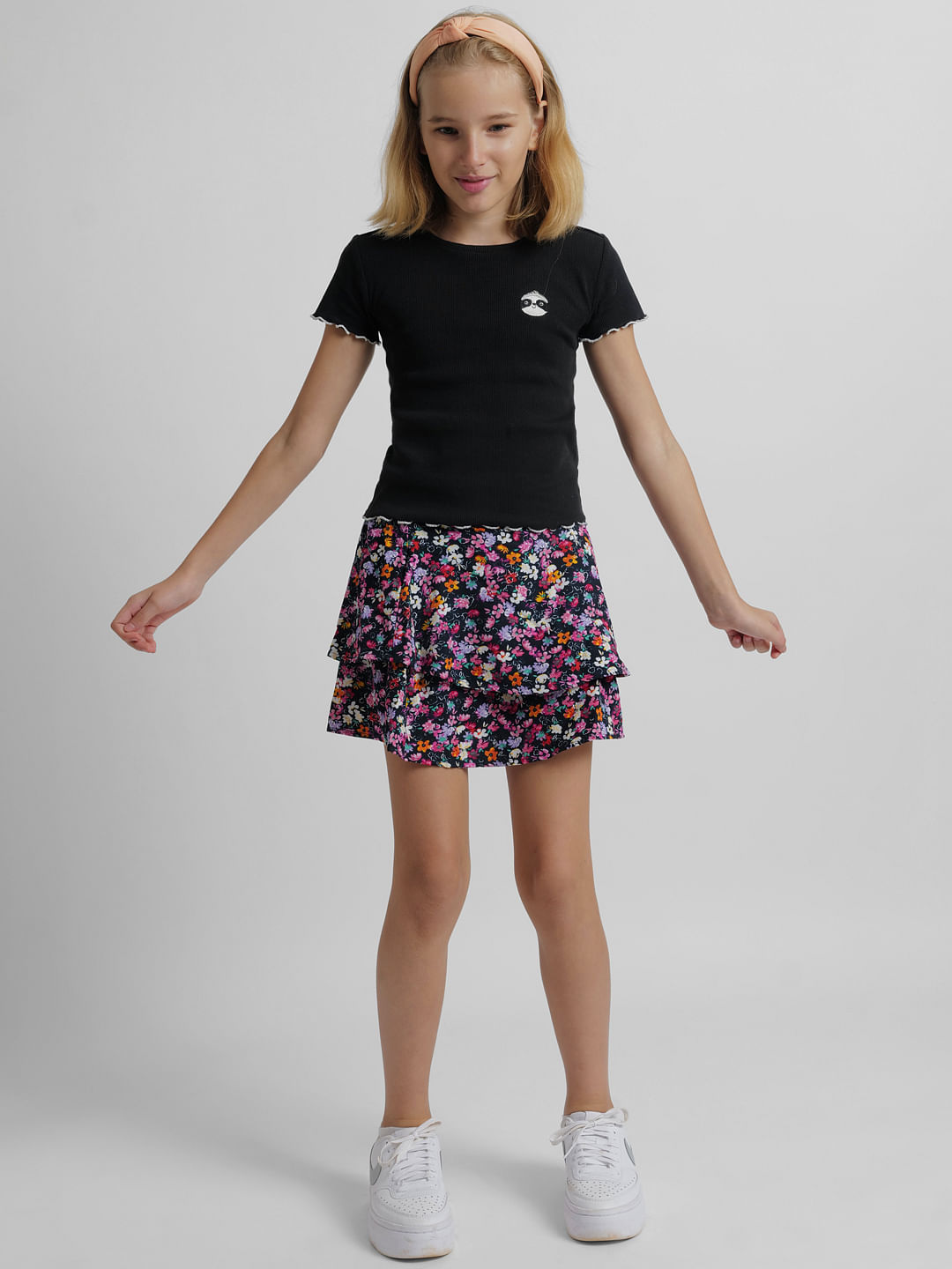 Buy ONLY KIDS Black Faux Leather Belted Skater Skirt from the Next UK  online shop