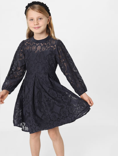 Dark Navy Lace Fit & Flare Dress