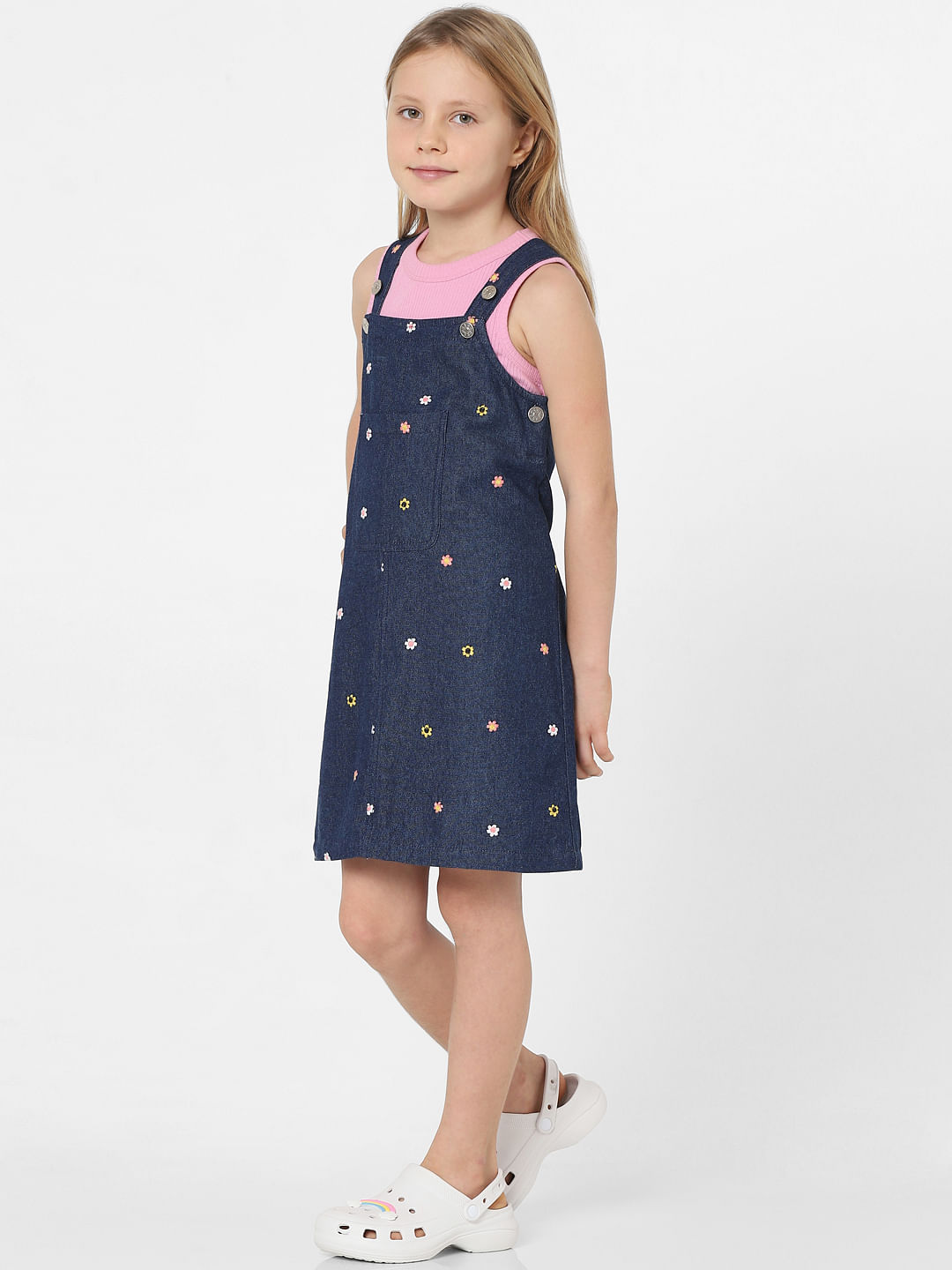 Buy Enfance Half Sleeves Striped Designed Top With Denim Dungaree Styles  Dress Green for Girls (4-5Years) Online in India, Shop at FirstCry.com -  14559754