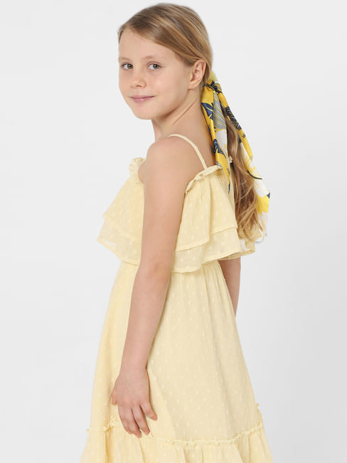 Yellow Off-Shoulder Chiffon Dress