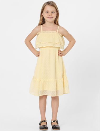 Yellow Off-Shoulder Chiffon Dress