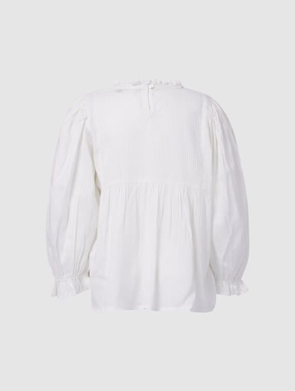 Girls White Embroidered Top