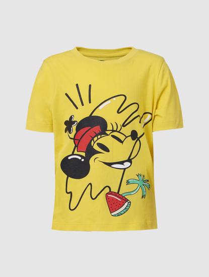 Girls X MICKEY Yellow Graphic Print T-shirt