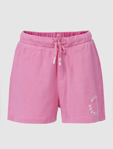 Girls Pink Textured Co-ord Shorts