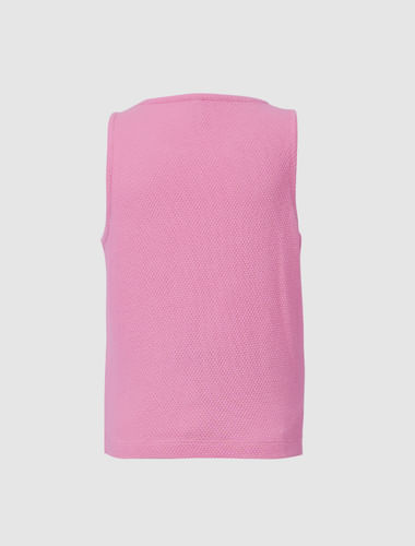 Girls Pink Textured Co-ord T-shirt