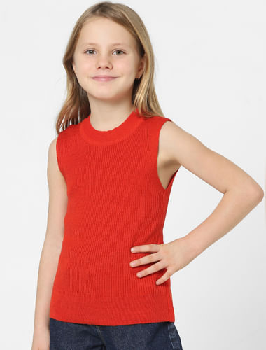 GIRLS Red Knit Top