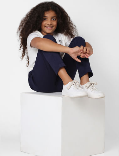 GIRLS Navy Blue High Rise Tailored Pants