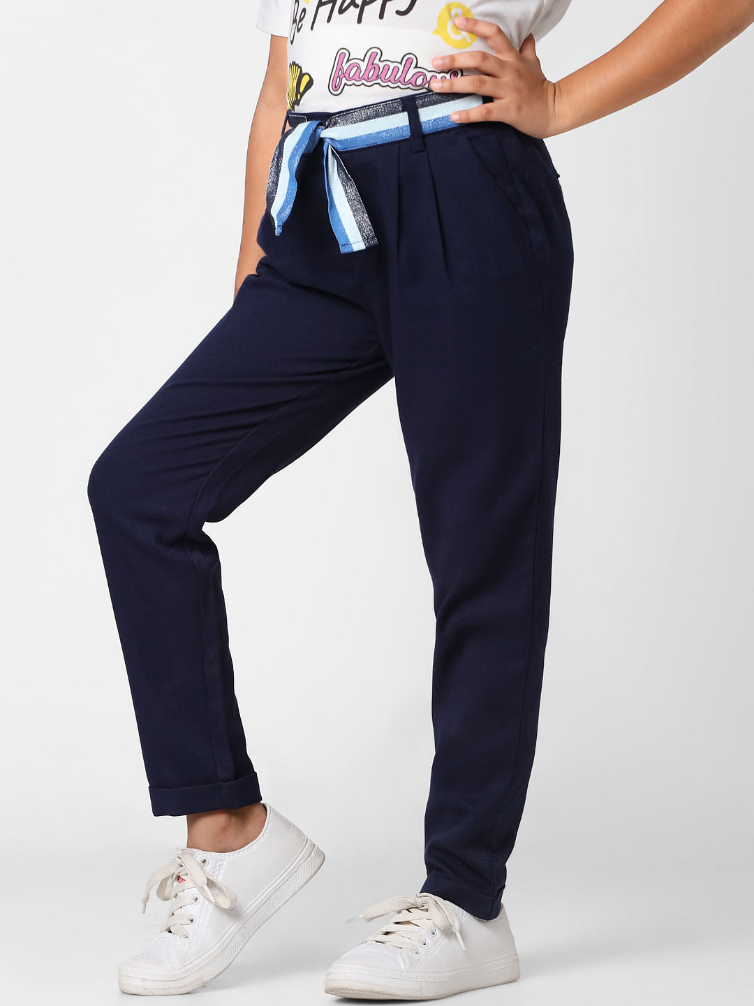 Buy Girls Royal Blue Paper Bag Multi Pocket Pants Online at Sassafras