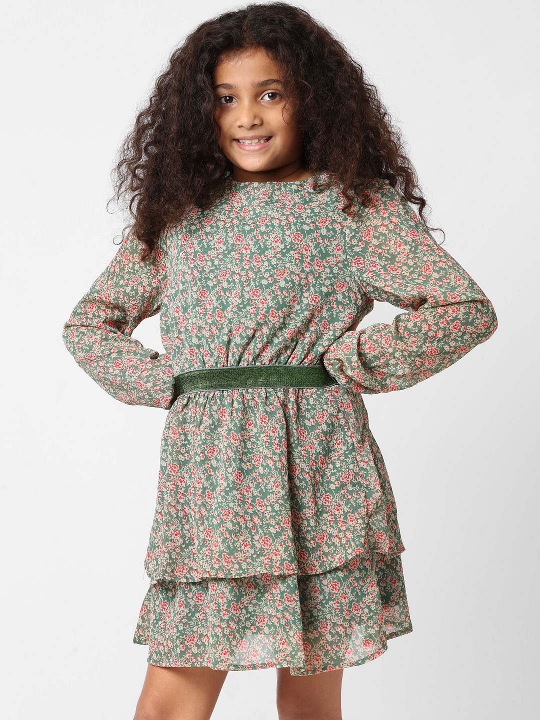 Buy Green Floral Fit & Flare Dress for Girls Online at KIDS ONLY | 155221401