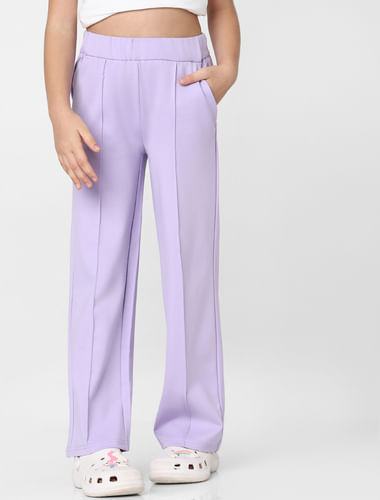 Girls Purple Mid Rise Pants