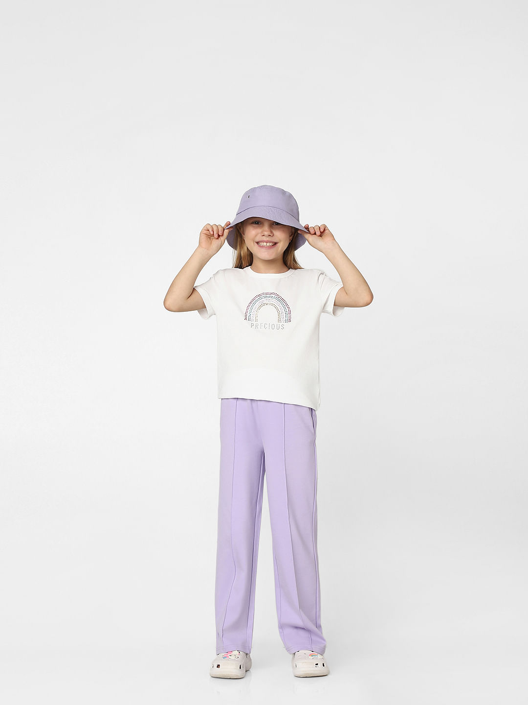 Girls Purple Marble Flared Trousers  New Look
