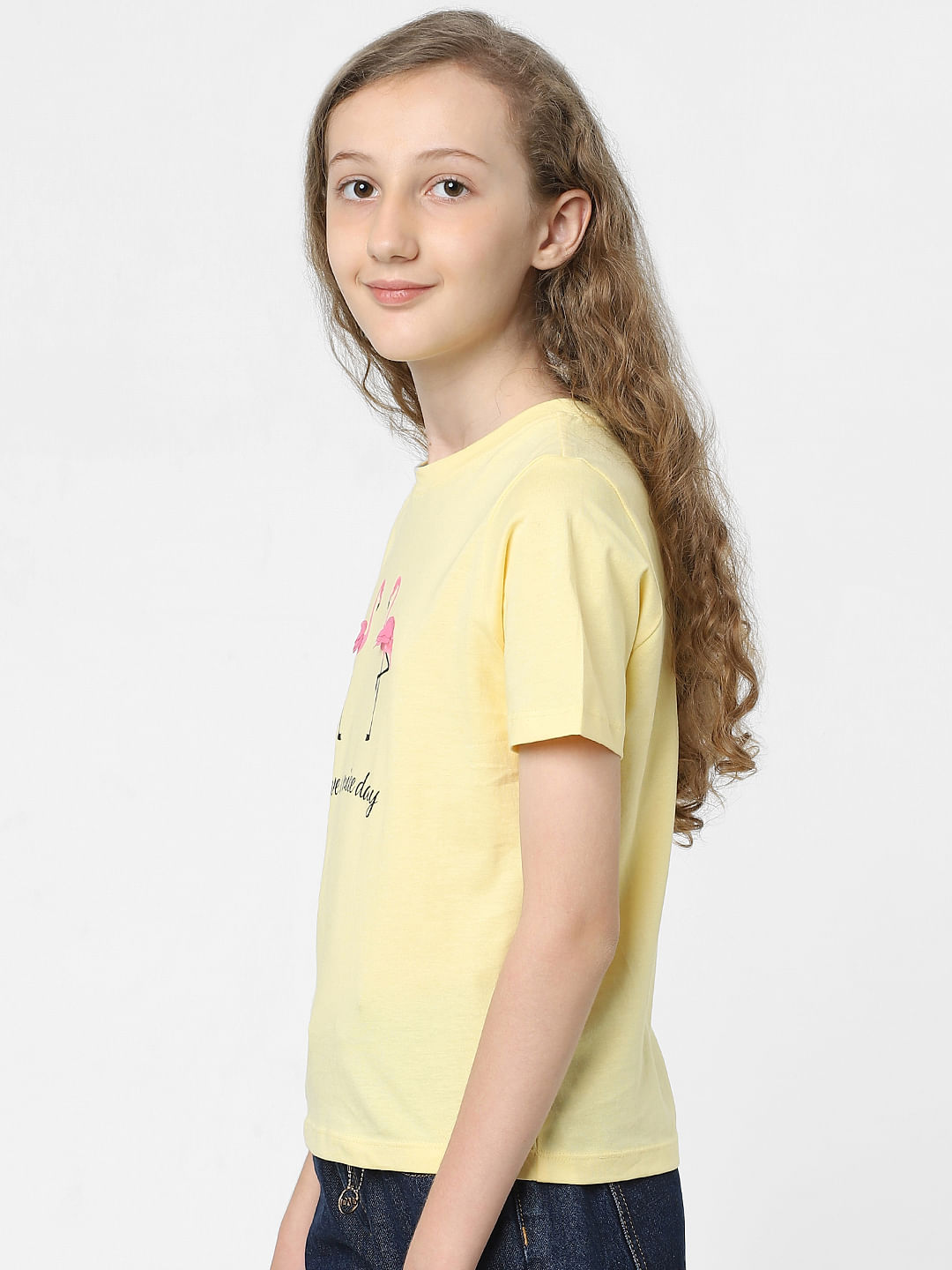 Girls yellow outlet t shirt