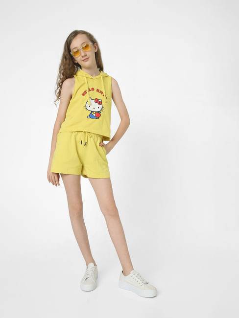 X KITTY Yellow Mid-Rise Co-ord Shorts