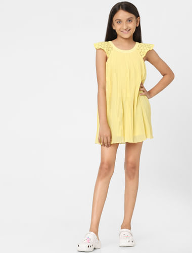 Girls Yellow Pleated Dress