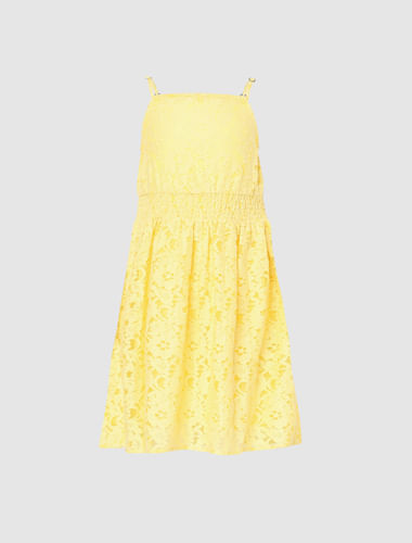 Yellow Lace Fit & Flare Dress