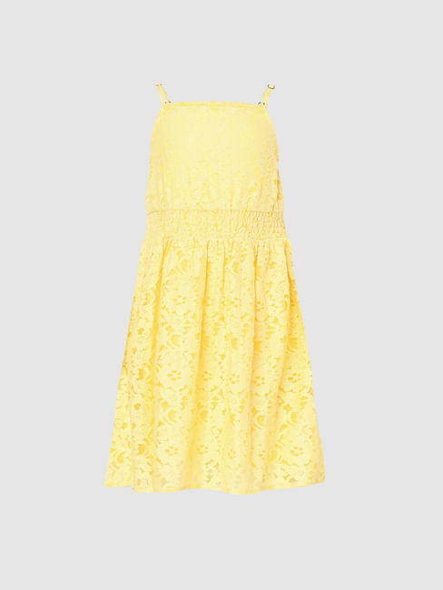 Yellow Lace Fit & Flare Dress