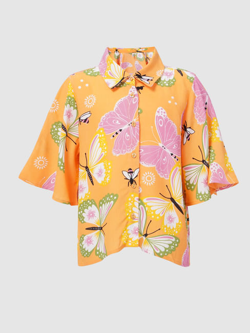 Orange Cropped Resort Shirt