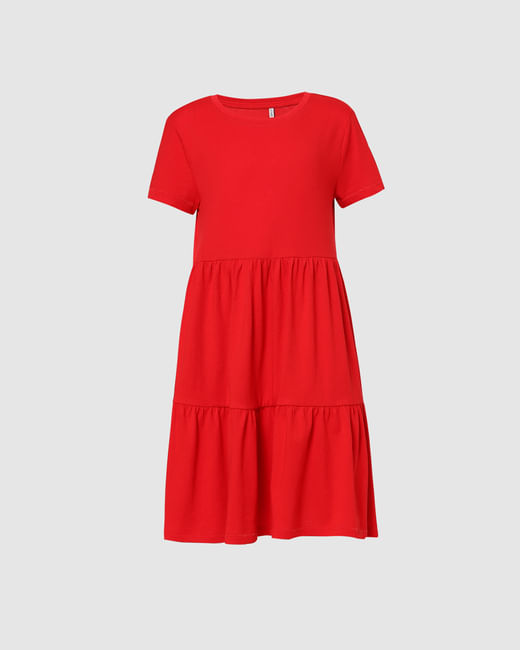 Girls Red Tiered Dress